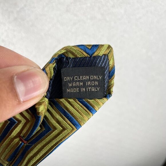 Ermenegildo Zegna Abstract Mens Tie Handmade Gold 3.75" x 60" Silk Made in Italy - Picture 5 of 8